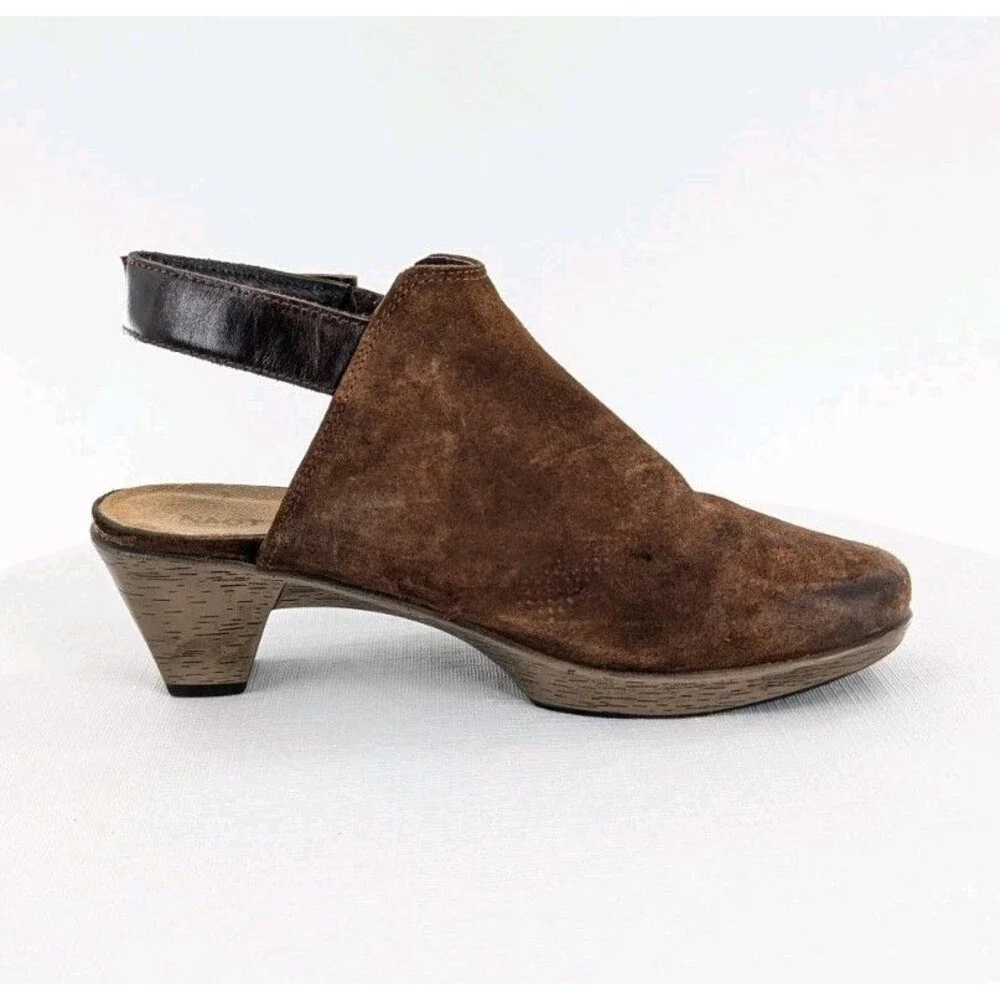 NAOT Upgrade US 7 EU 38 Womens Slingback Mule Clog Brown Suede Leather Comfort